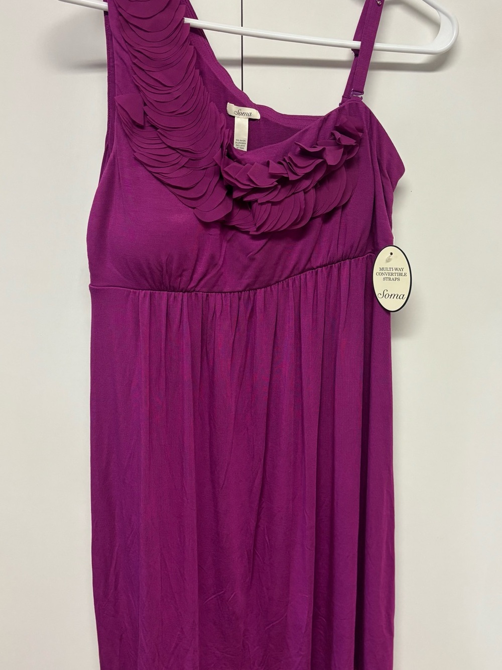Soma One-Shoulder Ruffle Dress in Magenta